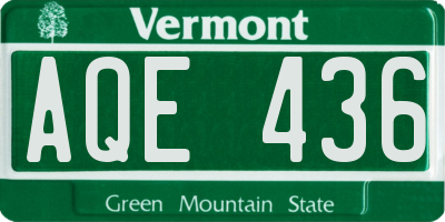 VT license plate AQE436