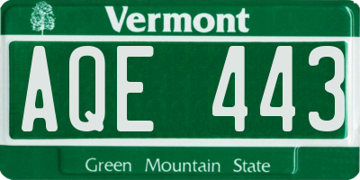 VT license plate AQE443