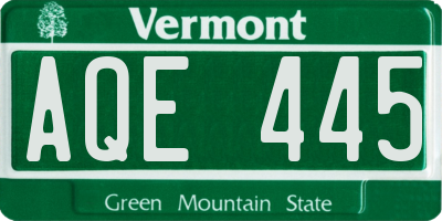 VT license plate AQE445