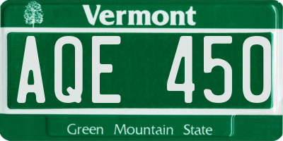 VT license plate AQE450