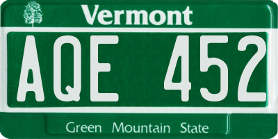 VT license plate AQE452