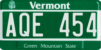 VT license plate AQE454