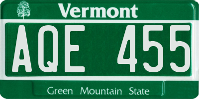 VT license plate AQE455