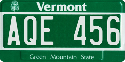 VT license plate AQE456