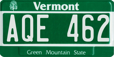 VT license plate AQE462