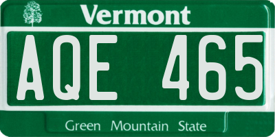VT license plate AQE465
