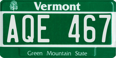 VT license plate AQE467
