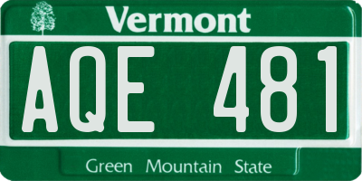 VT license plate AQE481