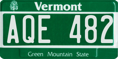 VT license plate AQE482