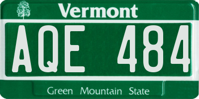 VT license plate AQE484