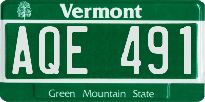 VT license plate AQE491