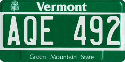 VT license plate AQE492