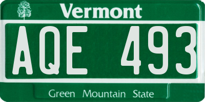 VT license plate AQE493