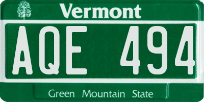 VT license plate AQE494