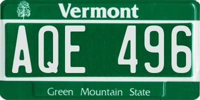 VT license plate AQE496