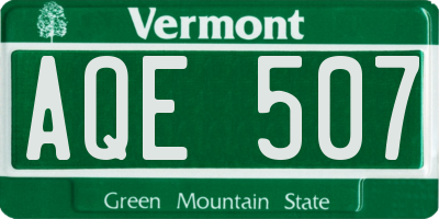 VT license plate AQE507