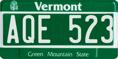 VT license plate AQE523