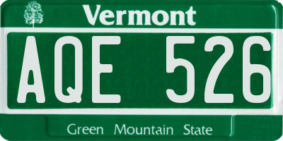 VT license plate AQE526