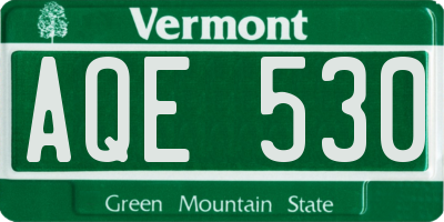 VT license plate AQE530