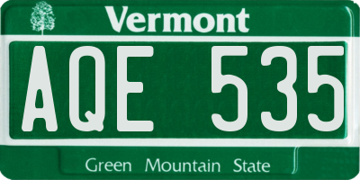 VT license plate AQE535