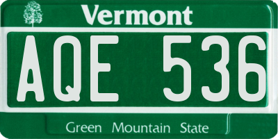 VT license plate AQE536