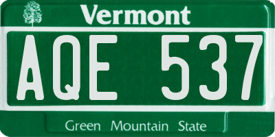 VT license plate AQE537