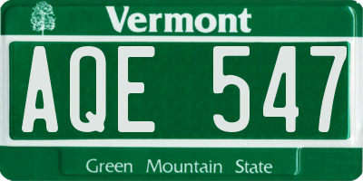 VT license plate AQE547
