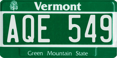 VT license plate AQE549