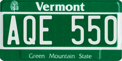 VT license plate AQE550