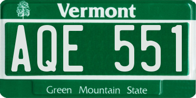 VT license plate AQE551
