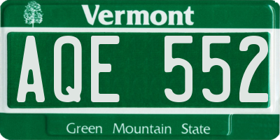 VT license plate AQE552