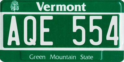 VT license plate AQE554
