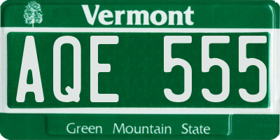 VT license plate AQE555