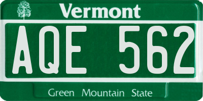 VT license plate AQE562
