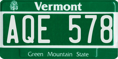 VT license plate AQE578