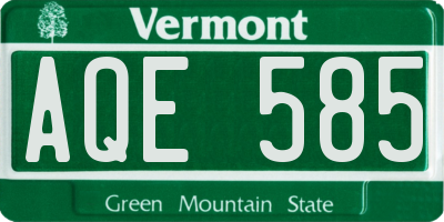 VT license plate AQE585