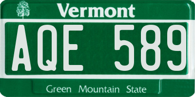 VT license plate AQE589
