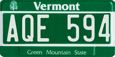 VT license plate AQE594