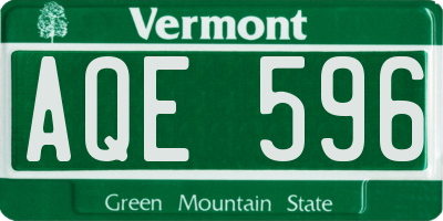 VT license plate AQE596