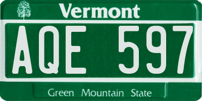 VT license plate AQE597
