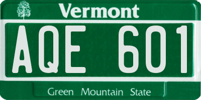VT license plate AQE601