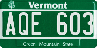 VT license plate AQE603
