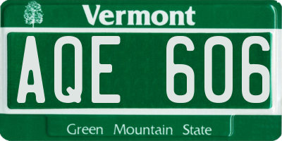 VT license plate AQE606