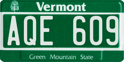 VT license plate AQE609