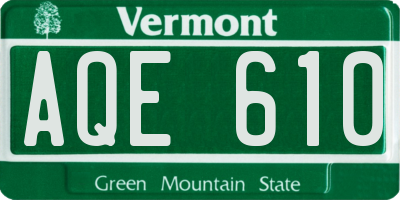 VT license plate AQE610