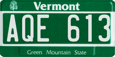 VT license plate AQE613