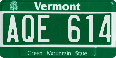 VT license plate AQE614