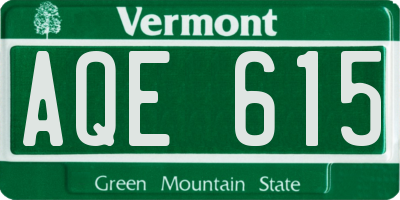 VT license plate AQE615