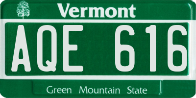 VT license plate AQE616