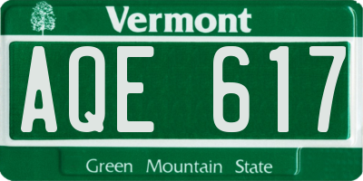 VT license plate AQE617